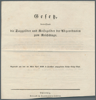 17482 Thurn & Taxis - Vorphilatelie: 1849, Gedruckten Dokument "Gesetz Betreffend Die Taggelder Und Reiseg - Préphilatélie