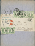 17492 Thurn & Taxis - Marken Und Briefe: 1865, Dreierstreifen + Paar Der 1 Kr. Grün, Farblos Durchstochen - Sonstige & Ohne Zuordnung