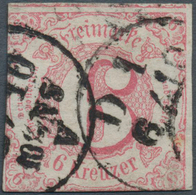 17502 Thurn & Taxis - Besonderheiten: 1860, 6 Kr. Rosa, Taxisschnitt Mit Distibutionsstempel, Kurzbefund S - Sonstige & Ohne Zuordnung