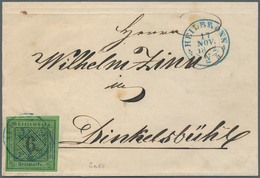 17524 Württemberg - Marken Und Briefe: 1851, ZWEI BRIEFE Mit Je 6 Kr. Gelbgrün In Seltener Type II B Und B - Andere & Zonder Classificatie