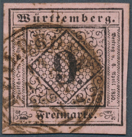 17530 Württemberg - Marken Und Briefe: 1851, 9 Kr. In C-Farbe Schwarz Auf Dunkelrosa, Farbfrisches Und All - Other & Unclassified