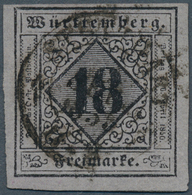 17532 Württemberg - Marken Und Briefe: 1851, 18 Kr Schwarz Auf Violettgrau, Type I, Farbfrisch Und Allseit - Sonstige & Ohne Zuordnung