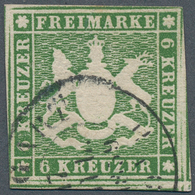 17540 Württemberg - Marken Und Briefe: 1857, Wappen 6 Kr. In B-Farbe Dunkelolivgrün Auf Kartonpapier Mit W - Other & Unclassified