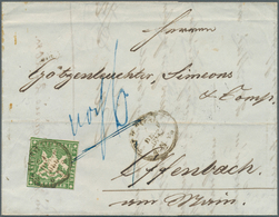 17542 Württemberg - Marken Und Briefe: 1857, Wappenausgabe 6 Kr. Giftgrün Mit Seidenfaden Auf Unterfrankie - Other & Unclassified