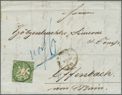 17542 Württemberg - Marken Und Briefe: 1857, Wappenausgabe 6 Kr. Giftgrün Mit Seidenfaden Auf Unterfrankie - Autres & Non Classés