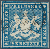 17551 Württemberg - Marken Und Briefe: 1857, Wappen 18 Kr. In B-Farbe Dunkelblau Mit Seidenfaden, Für Dies - Sonstige & Ohne Zuordnung