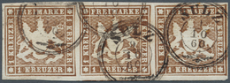 17553 Württemberg - Marken Und Briefe: 1859, Freimarken 1 Kr Braun Ohne Seidenfaden Im Waagerechten Dreier - Other & Unclassified