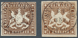 17555 Württemberg - Marken Und Briefe: 1859, Wappen 1 Kreuzer In B-Farbe Tiefdunkelbraun Ohne Seidenfaden, - Autres & Non Classés