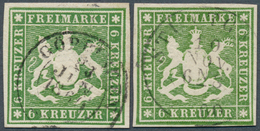 17556 Württemberg - Marken Und Briefe: 1859, Wappen 6 Kreuzer In B-Farbe Dunkelolivgrün Ohne Seidenfaden, - Autres & Non Classés