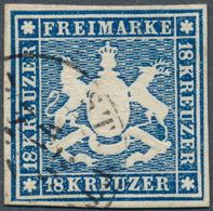 17558 Württemberg - Marken Und Briefe: 1859, Wappen 18 Kr. Dunkelblau, Allseits Breitrandig Geschnitten Oh - Andere & Zonder Classificatie