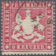 17565 Württemberg - Marken Und Briefe: 1860, 9 Kreuzer Karmin Mit Seltenem PLATTENFEHLER "Kerbe Unter Letz - Sonstige & Ohne Zuordnung