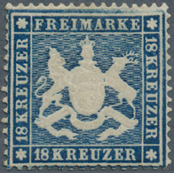 17567 Württemberg - Marken Und Briefe: 1861, 18 Kr. Dunkelblau, Enge Zähnung, Dünnes Papier, Ungebraucht M - Other & Unclassified