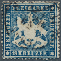 17569 Württemberg - Marken Und Briefe: 1861, Wappen 18 Kr. Dunkelblau, Eng Gezähnt, Dünnes Papier Mit K2 " - Other & Unclassified