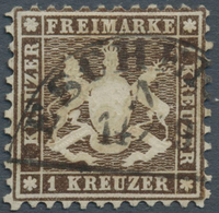 17570 Württemberg - Marken Und Briefe: 1862, Wappen 1 Kr. Braun, Gestempelt, Gez. 10, Mi. 550,- - Other & Unclassified