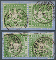 17576 Württemberg - Marken Und Briefe: 1862, Zwei Briefstücke Mit 6 Kreuzer Im Paar Je In Den Farben A + B - Other & Unclassified