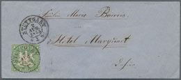 17584 Württemberg - Marken Und Briefe: 1863, Wappen 1 Kr. In B-Farbe Dunkelgrün Als Einzelfrankatur Auf Or - Other & Unclassified