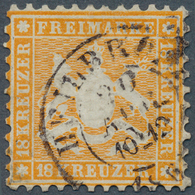 17586 Württemberg - Marken Und Briefe: 1865, Wappen 18 Kr. Orangegelb Mit Einwandfreier Zähnung Und Zentri - Other & Unclassified