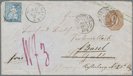 17589 Württemberg - Marken Und Briefe: 1865 (16.10.) Württemberg GA-Umschlag 9 Kr. Braun Mit Schweiz Sitze - Other & Unclassified