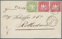 17590 Württemberg - Marken Und Briefe: 1865, Wappen 1 Kr. Hellgrün Und Paar 3 Kr. Karmin All Farbfrisch Un - Other & Unclassified