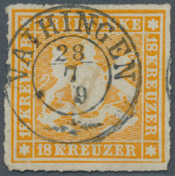 17593 Württemberg - Marken Und Briefe: 1865, 18 Kr Gelborange Sauber Zentrisch Gestempelt VAIHINGEN 28 7 . - Other & Unclassified