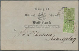 17600 Württemberg - Marken Und Briefe: 1875, GA-Karte 1 Kr. Grün + Zusatzfrankatur 1 Kr. Mit LETZTTAGSSTEM - Other & Unclassified