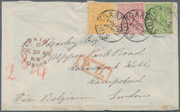 17605 Württemberg - Marken Und Briefe: 1869, Ovalausgabe 14 Kr. Orangegelb, 1 Kr. Hellgrün Und 3 Kr. Rosa - Other & Unclassified