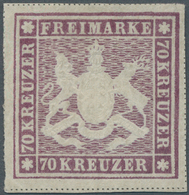 17607 Württemberg - Marken Und Briefe: 1873, 70 Kr. Violettbraun, Einfache Linien, Ungebraucht Ohne Gummi, - Other & Unclassified