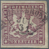 17609 Württemberg - Marken Und Briefe: 1873, Wappen 70 Kr. In A-Farbe Violettbraun, Einfache Linien Mit Fä - Other & Unclassified