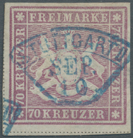 17614 Württemberg - Marken Und Briefe: 1873, 70 Kr. Rotlila, Bogenfeld 1, Farbfrisches, Allseits Breitrand - Other & Unclassified