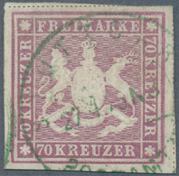 17615 Württemberg - Marken Und Briefe: 1873, Wappen 70 Kr. In B-Farbe Braunpurpur, Doppelte Linien Mit Grü - Other & Unclassified