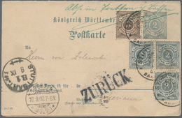 17625 Württemberg - Marken Und Briefe: 1902, Doppelkarte 2 Pf Mit Zusatzfrankatur 3x 2 Pf Und 3 Pf. Gelauf - Other & Unclassified