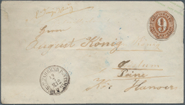 17664 Württemberg - Ganzsachen: 1865, GA-Umschlag 9 Kr. Rotbraun (leicht Gereinigt) Mit Klappenstempel 5 R - Other & Unclassified