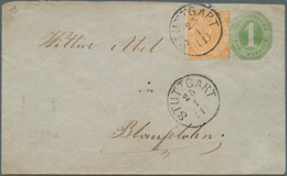 17669 Württemberg - Ganzsachen: 1874, GA-Umschlag 1 Kr. Mit Klappenstempel Wappen (leichte Altersspuren) U - Sonstige & Ohne Zuordnung