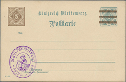 17680 Württemberg - Ganzsachen: 1908. Aufbrauchkarte 3 Pf Braun Auf (2 Pf Grau), Druckdatum "8 5 00", Unge - Sonstige & Ohne Zuordnung