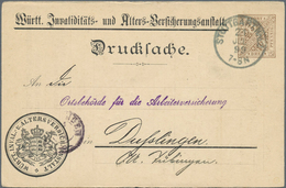 17686 Württemberg - Ganzsachen: 1899. Dienst-Postkarte 3 Pf Braun "Württ. Invaliditäts- U. Alters-Versiche - Autres & Non Classés