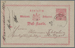 17689 Württemberg - Stempel: 1875, BRAUNSBACH, 13 (6 75), K1 Auf 2 Kr Lilarot Ganzsachenkarte Nach Stuttga - Other & Unclassified