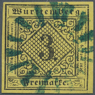 17710 Württemberg - Stumme Stempel: TUTTLINGEN Grosser Blauer Mühlrradstempel Zentrisch Und Ideal Auf Brei - Autres & Non Classés