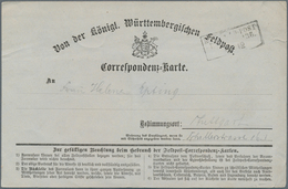 17716 Württemberg - Feldpost: 1871, Württembergische-Feldpost-Korrespondenz-Karte (rechts 1 Cm Riss, Sonst - Sonstige & Ohne Zuordnung