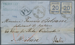 17738 Elsass-Lothringen - Marken Und Briefe: 1871, Faltbrief Mit Waagerechtem Paar 20 Cent. (Spitzen Nach - Other & Unclassified