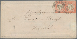 17802 Deutsches Reich - Brustschild: 1872 Kleiner Schild ½ Gr. Rotorange Paar Auf PRÄGEDRUCK-ZIERBRIEF Von - Ungebraucht