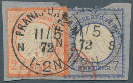 17812 Deutsches Reich - Brustschild: 1872, 2 Kr. Rötlichorange Und 7 Kr. Grauultramarin Mit Kleinem Schild - Ongebruikt