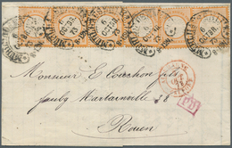 17837 Deutsches Reich - Brustschild: 1872, 6 X 1/2 Gr Orange (waager. Dreierstreifen U. 3 Einzelmarken), A - Unused Stamps