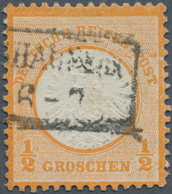 17840 Deutsches Reich - Brustschild: 1872, ½ Gr. Orange Großer Schild Mit PLATTENFEHLER ''Kreisbruch Unter - Neufs