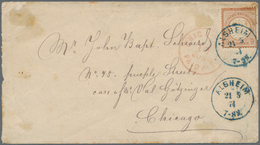 17857 Deutsches Reich - Brustschild: ALSHEIM, 21.5.74, Blauer K1 Auf 9 Kr Rötlichbraun Als EF Auf Brief Na - Unused Stamps