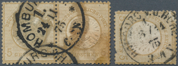 17878 Deutsches Reich - Brustschild: 1875, Drei Brustschild-Marken Und Eine Postkarte Mit Reichspost-Norms - Unused Stamps