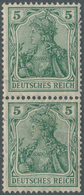 17933 Deutsches Reich - Germania: 1912, Ca.: Senkrechtes Paar 5 Pfg Germania Untere Marken Diagonaler Bug. - Unused Stamps