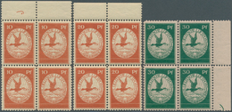 17945 Deutsches Reich - Germania: 1912, 10 Pfg. - 30 Pfg. Flugpost Rhein/Main, Kompletter Viererblocksatz - Ungebraucht