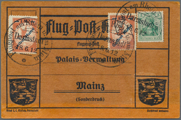 17952 Deutsches Reich - Germania: 1912: Flugpost Rhein-Main/Gelber Hund (Mi IV) 2x Auf Orangener Karte (le - Neufs