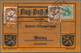 17952 Deutsches Reich - Germania: 1912: Flugpost Rhein-Main/Gelber Hund (Mi IV) 2x Auf Orangener Karte (le - Ungebraucht