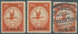 17956 Deutsches Reich - Germania: 1912, Flugpost Rhein/Main, E.EL.P., Lot Von Drei Marken: 10 Pfg. Ungebra - Neufs